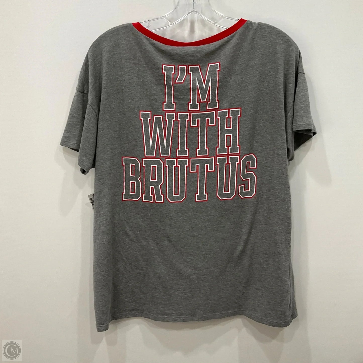 Top Short Sleeve By Pink In Grey & Red, Size: M