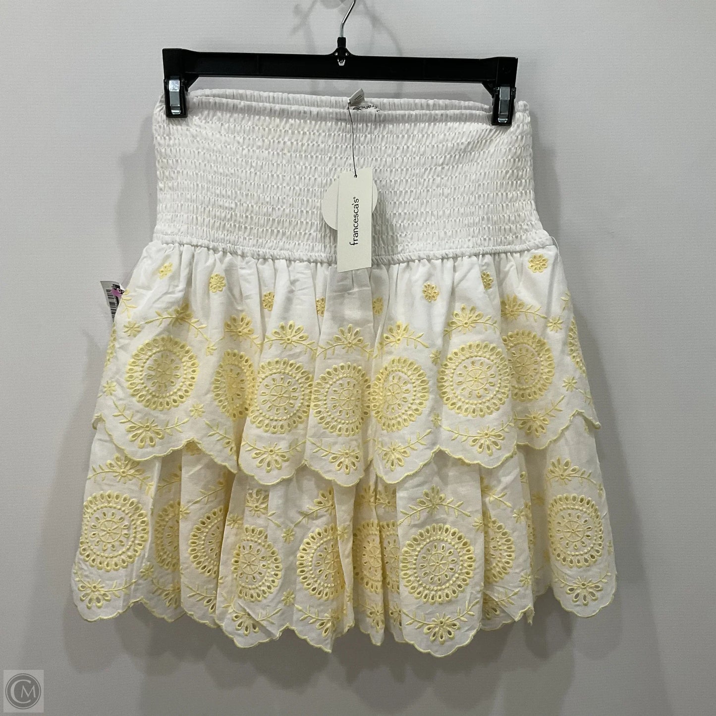 Skirt Set 2pc By Francesca's In White & Yellow, Size: Xs
