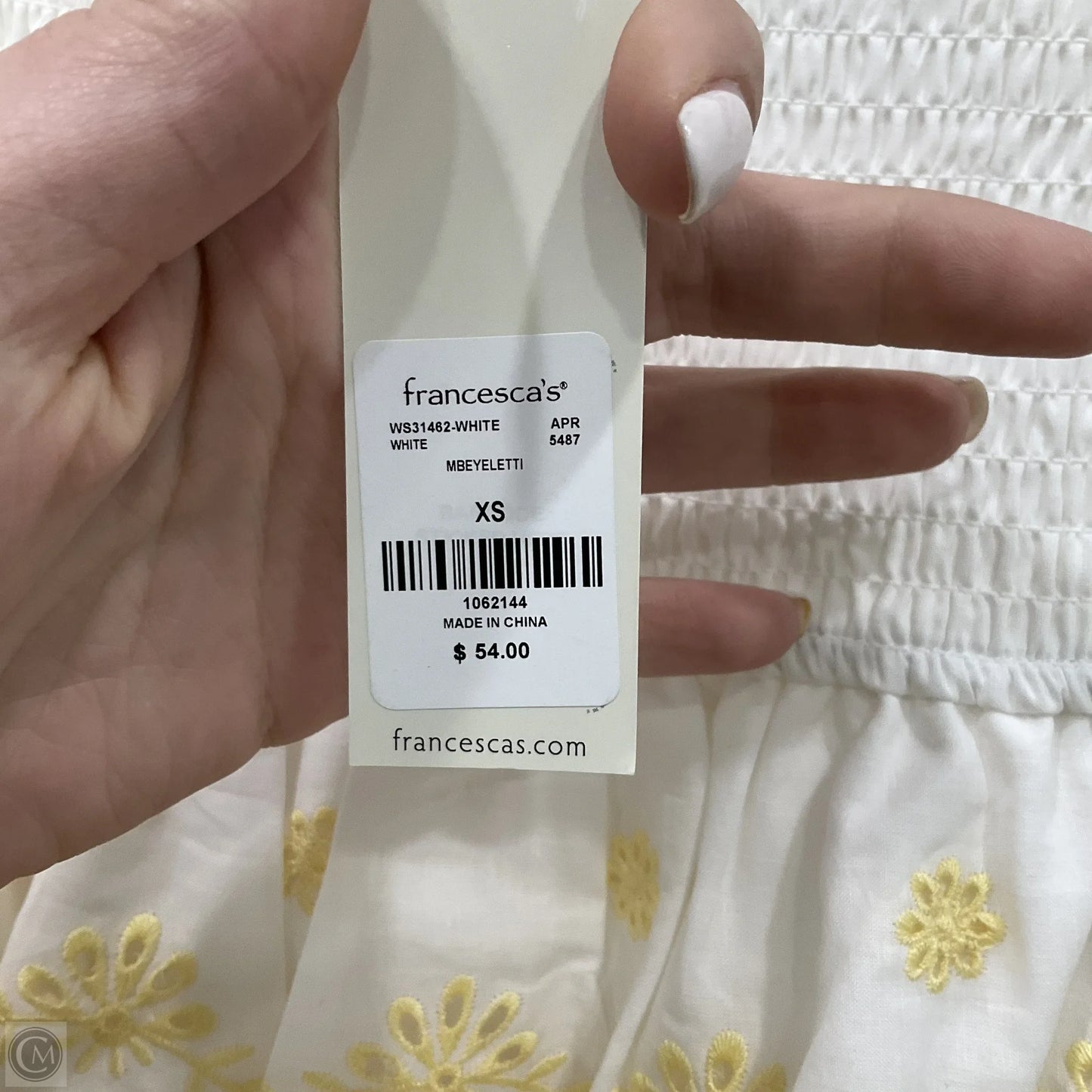 Skirt Set 2pc By Francesca's In White & Yellow, Size: Xs