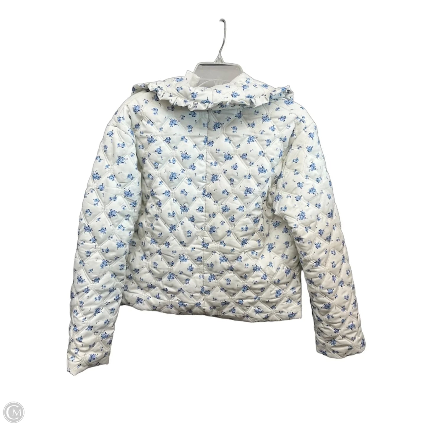 Jacket Puffer & Quilted By Storia In Blue & White, Size: L
