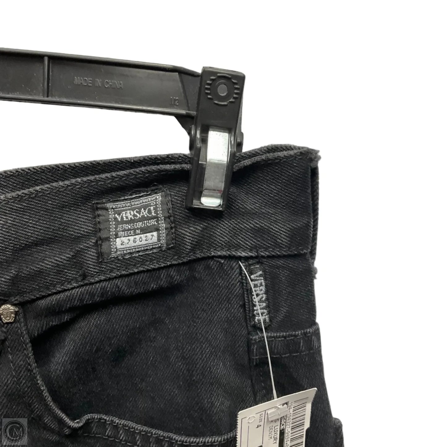 Jeans Luxury Designer By Versace In Black Denim, Size: 4