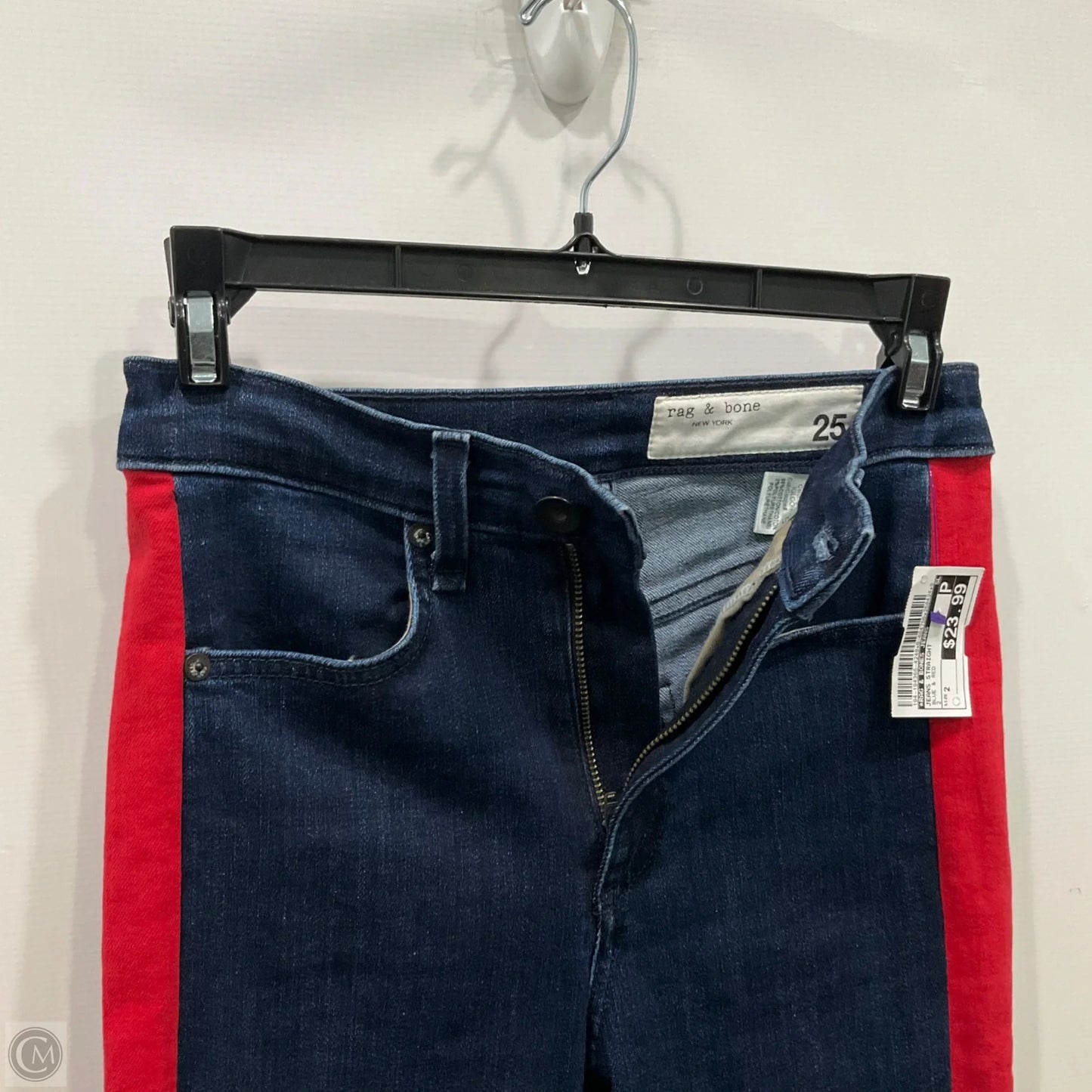 Jeans Straight By Rag & Bones Jeans In Blue & Red, Size: 2