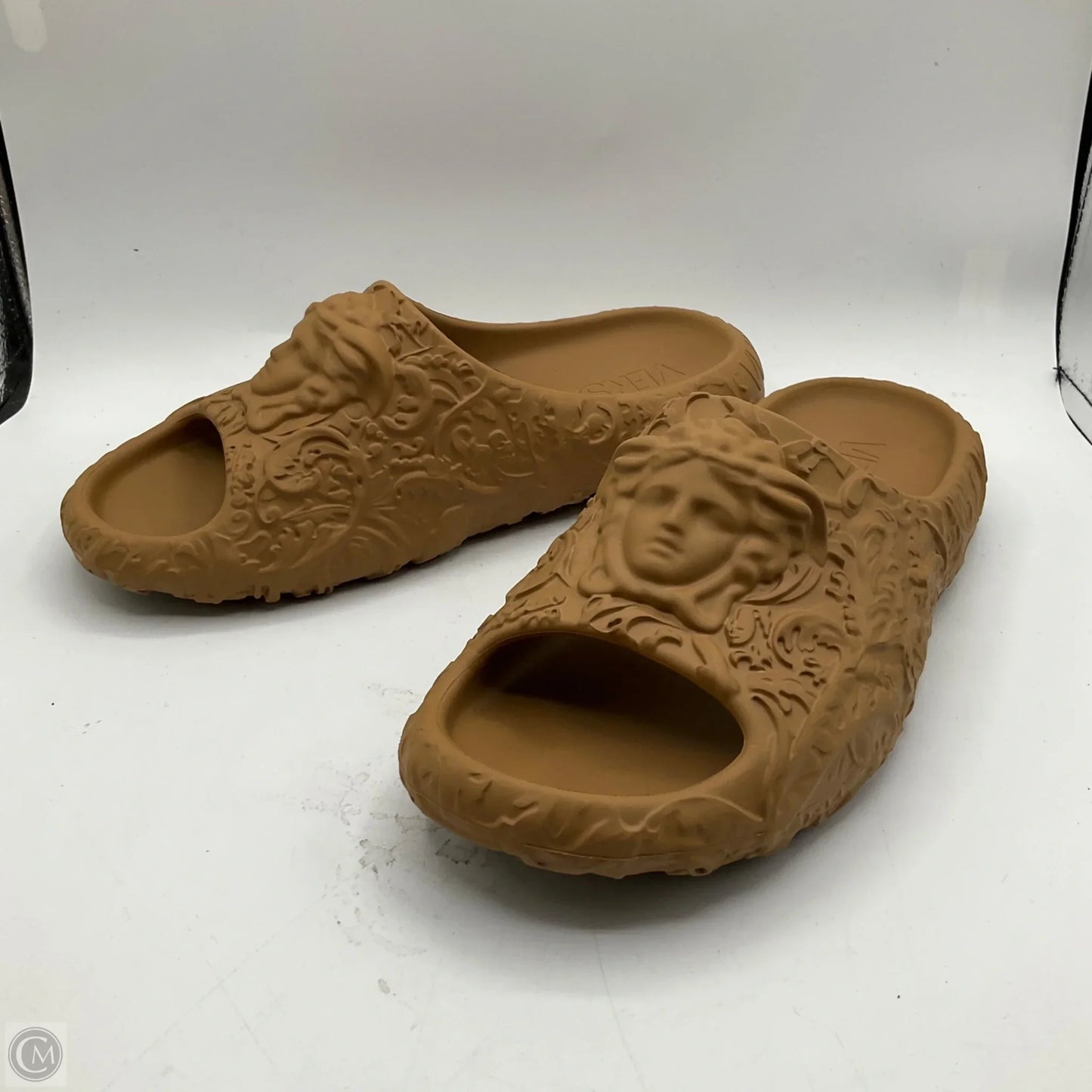 Sandals Luxury Designer By Versace In Tan, Size: 10