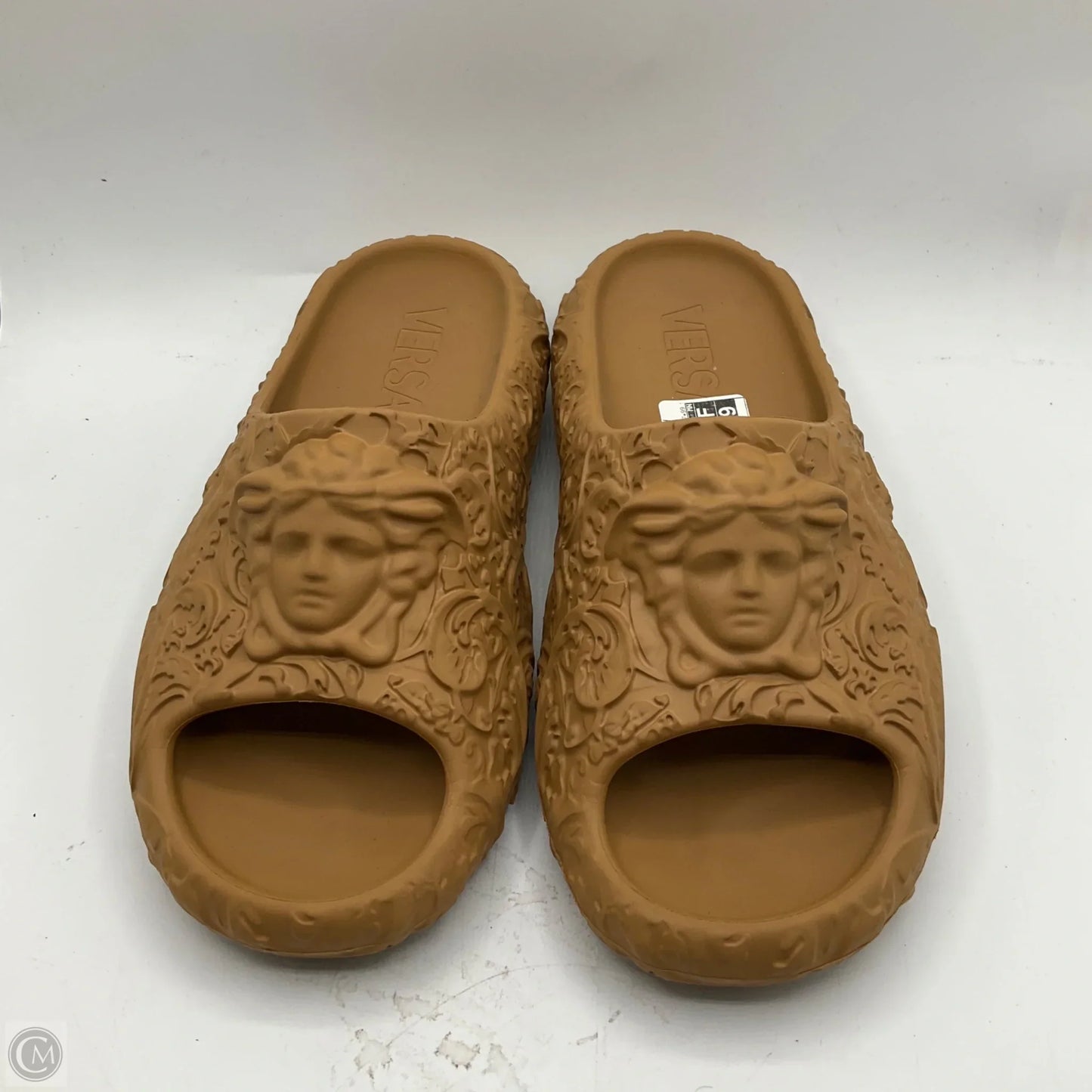 Sandals Luxury Designer By Versace In Tan, Size: 10
