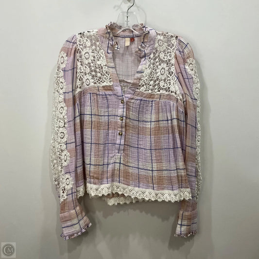 Top Long Sleeve By Pilcro In Plaid Pattern, Size: M