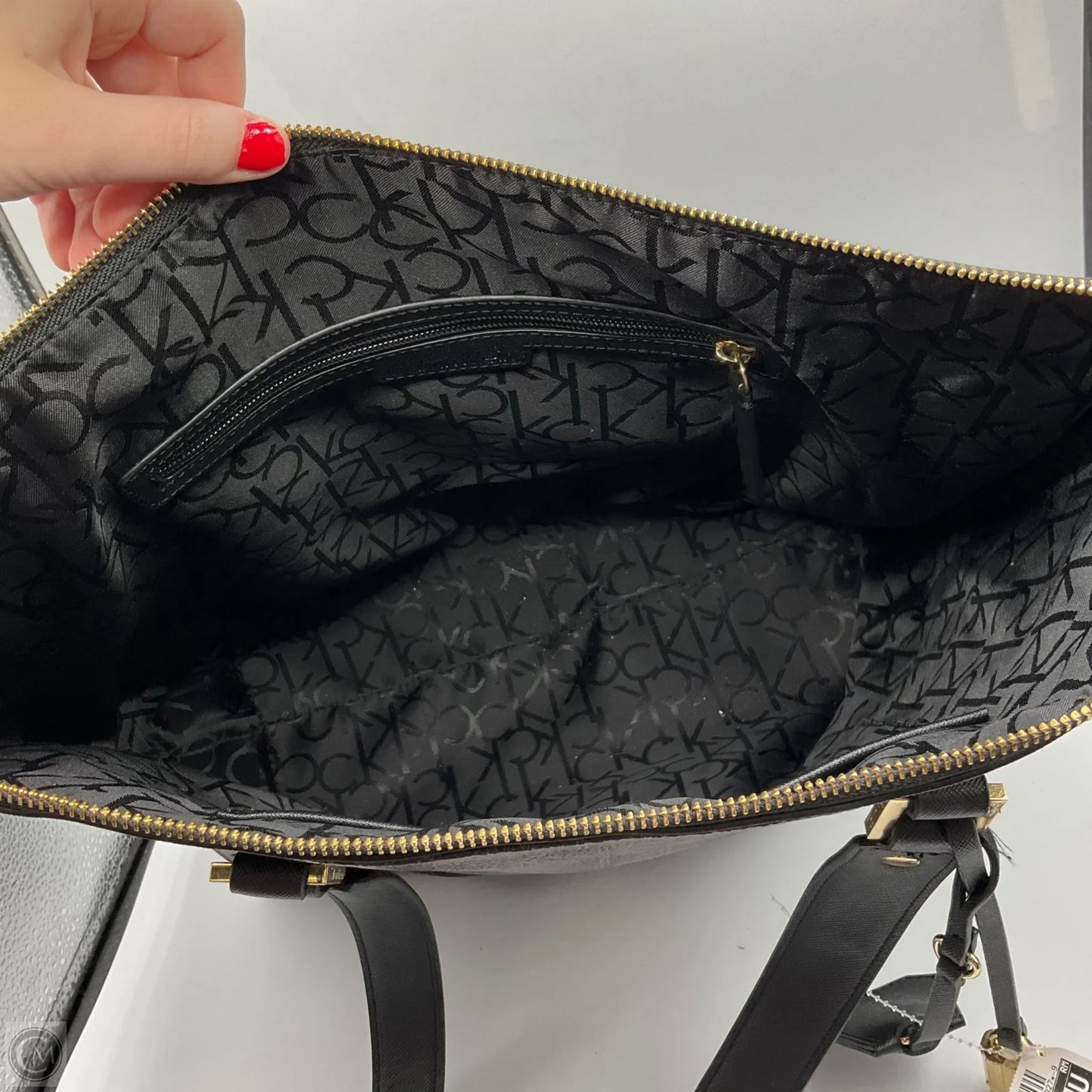 Handbag Leather By Calvin Klein, Size: Large