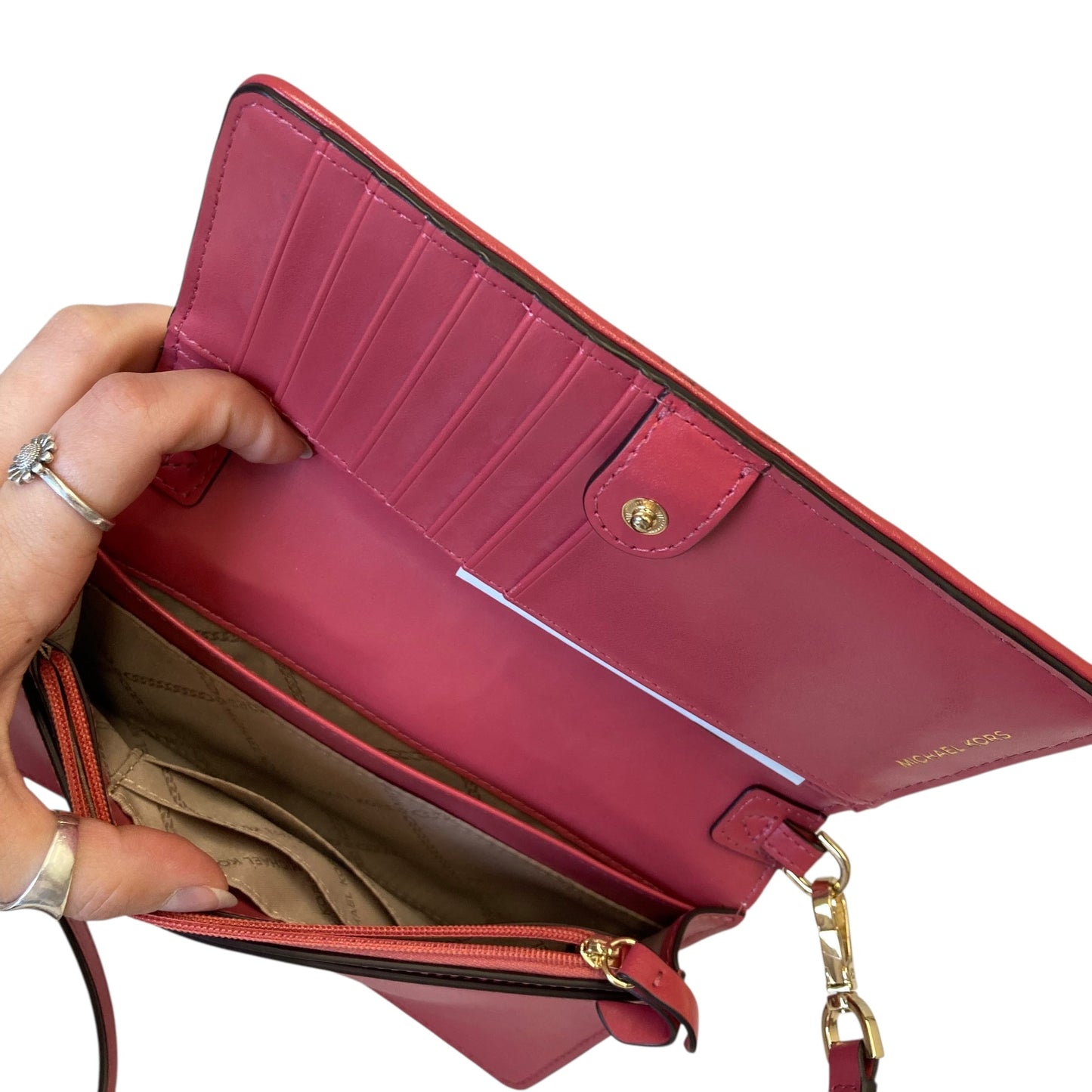 Crossbody Designer By Michael Kors In Dark Pink, Size:Small