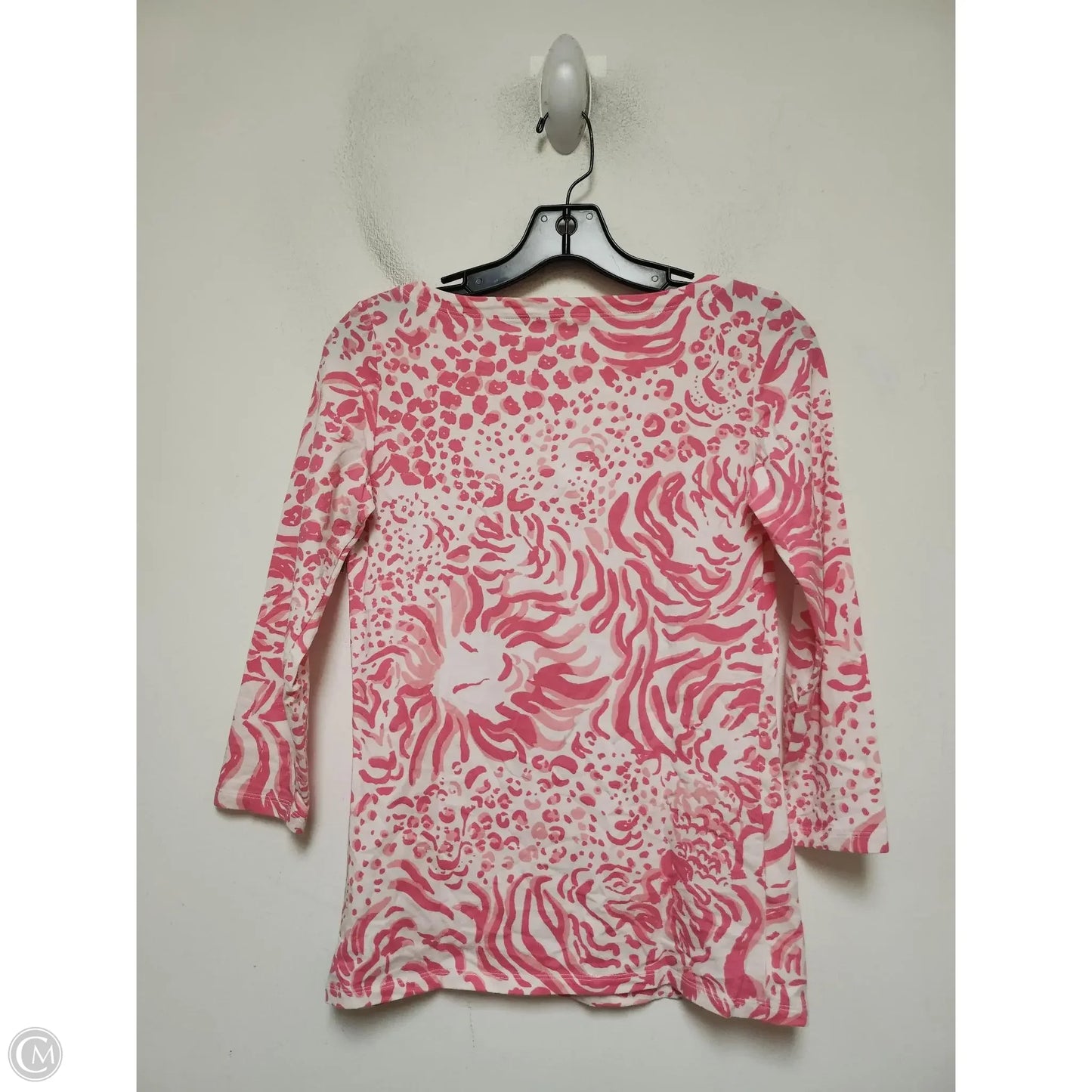Top Long Sleeve Designer By Lilly Pulitzer In Pink & White, Size: Xs