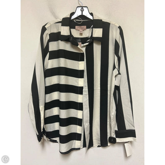 Top Long Sleeve By Philosophy In Black & White, Size: L