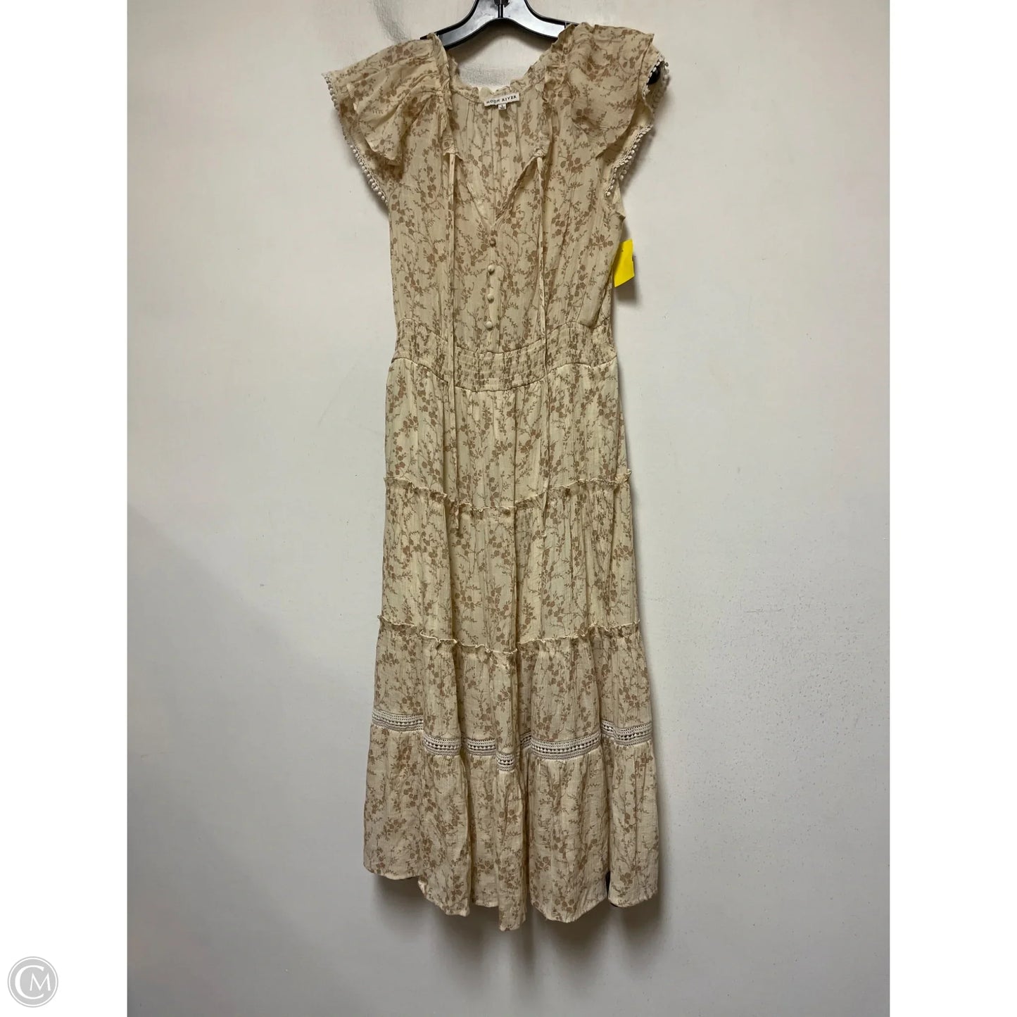 Dress Casual Maxi By Moon River In Cream & Tan, Size: L