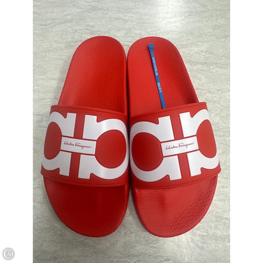 Sandals Luxury Designer By Ferragamo In Red, Size: 10
