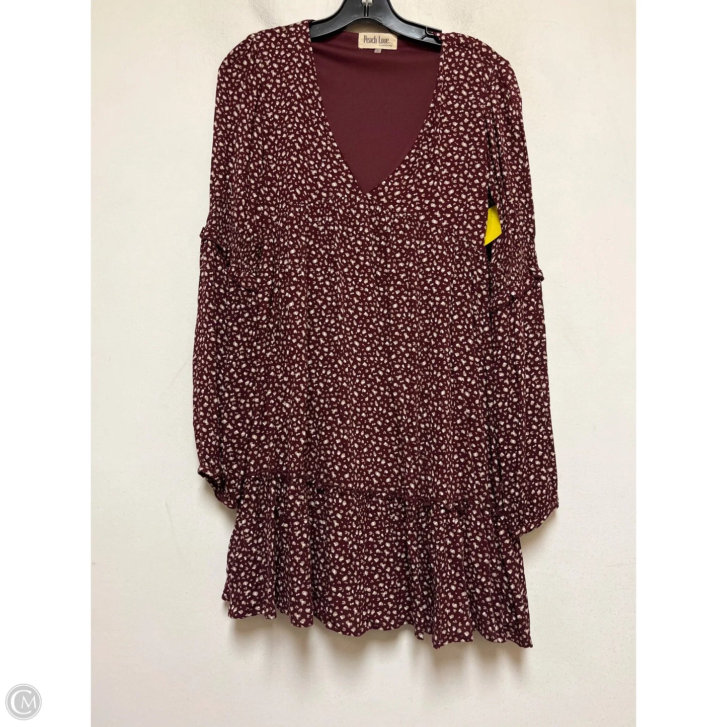 Dress Casual Short By Peach Love Cream California In Maroon, Size: S