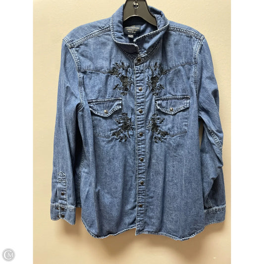 Top Long Sleeve By Lucky Brand In Blue Denim, Size: Xl