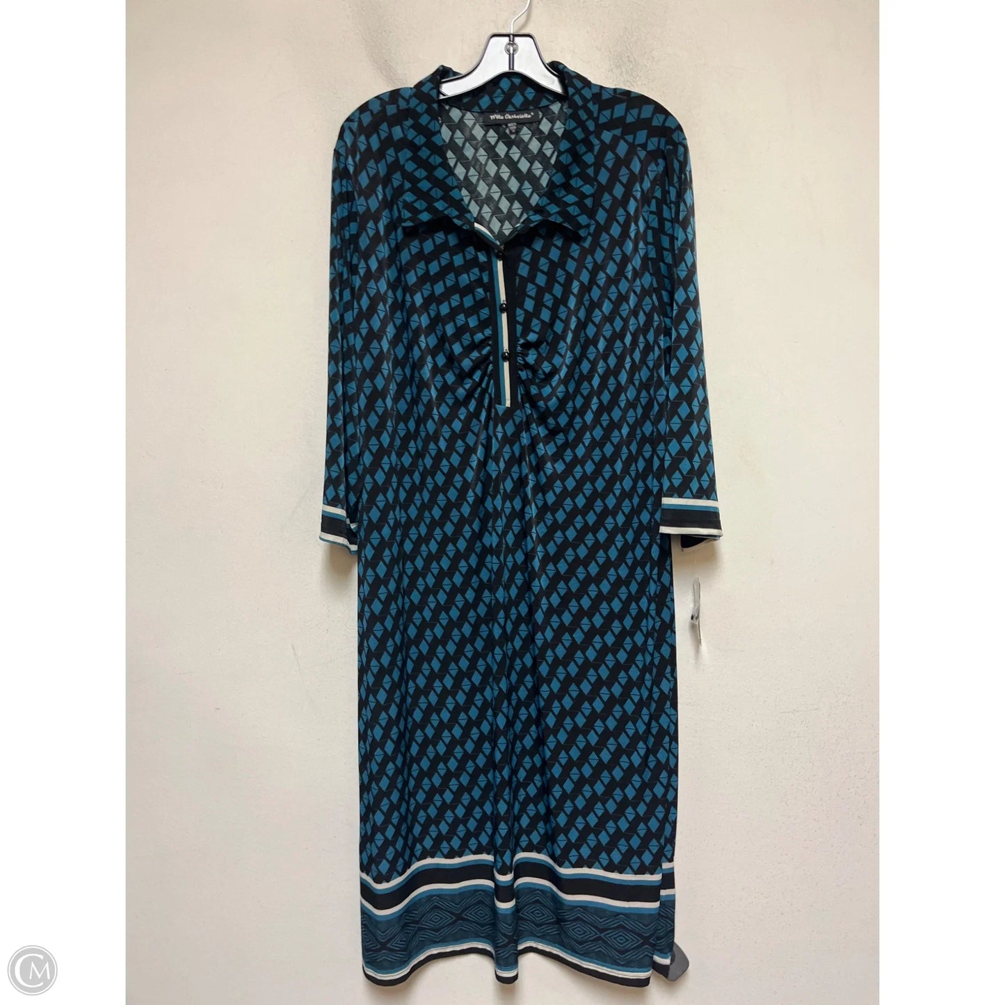 Dress Casual Maxi By Mlle Gabrielle In Black & Blue, Size: 3x