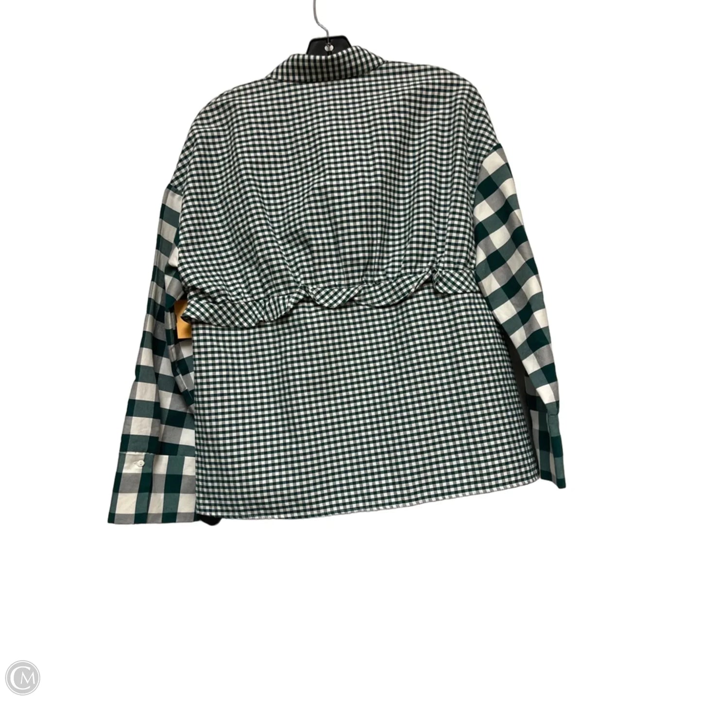 Top Long Sleeve By Zara In Green & White, Size: M