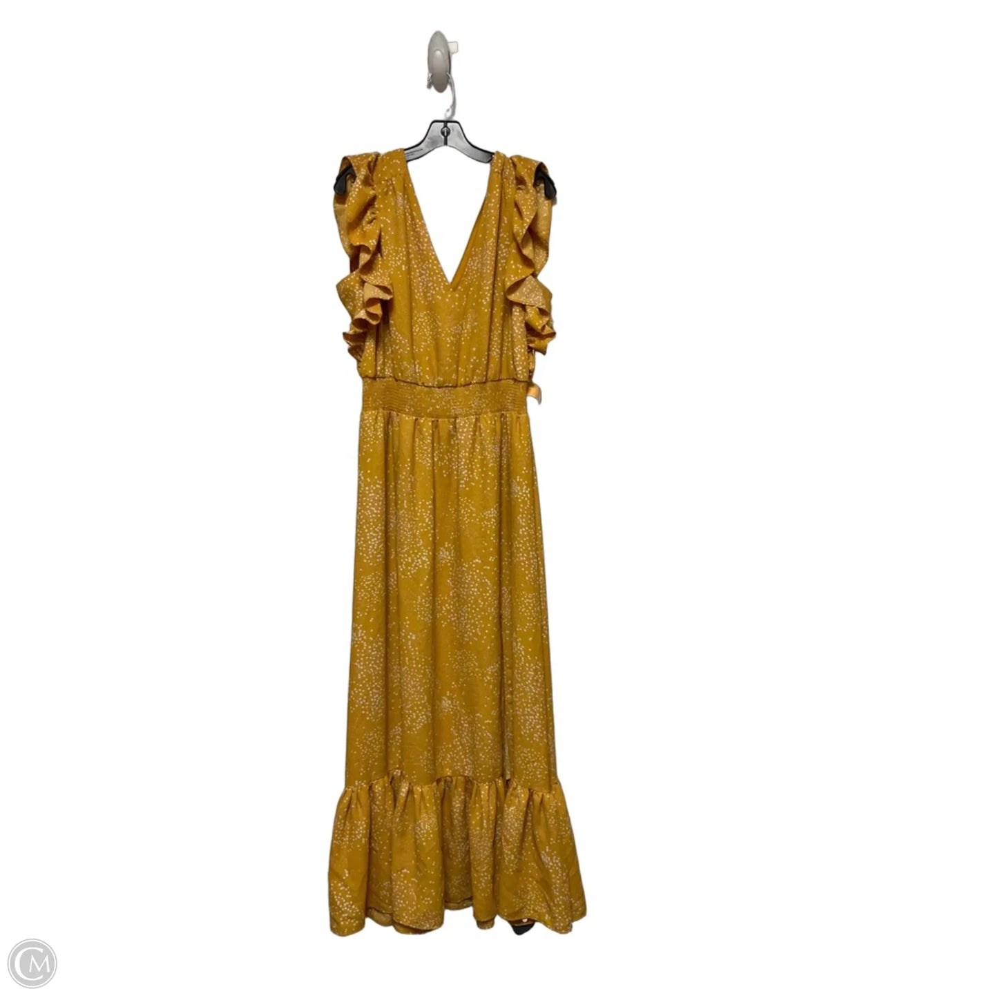 Dress Casual Maxi By Express In White & Yellow, Size: Xl