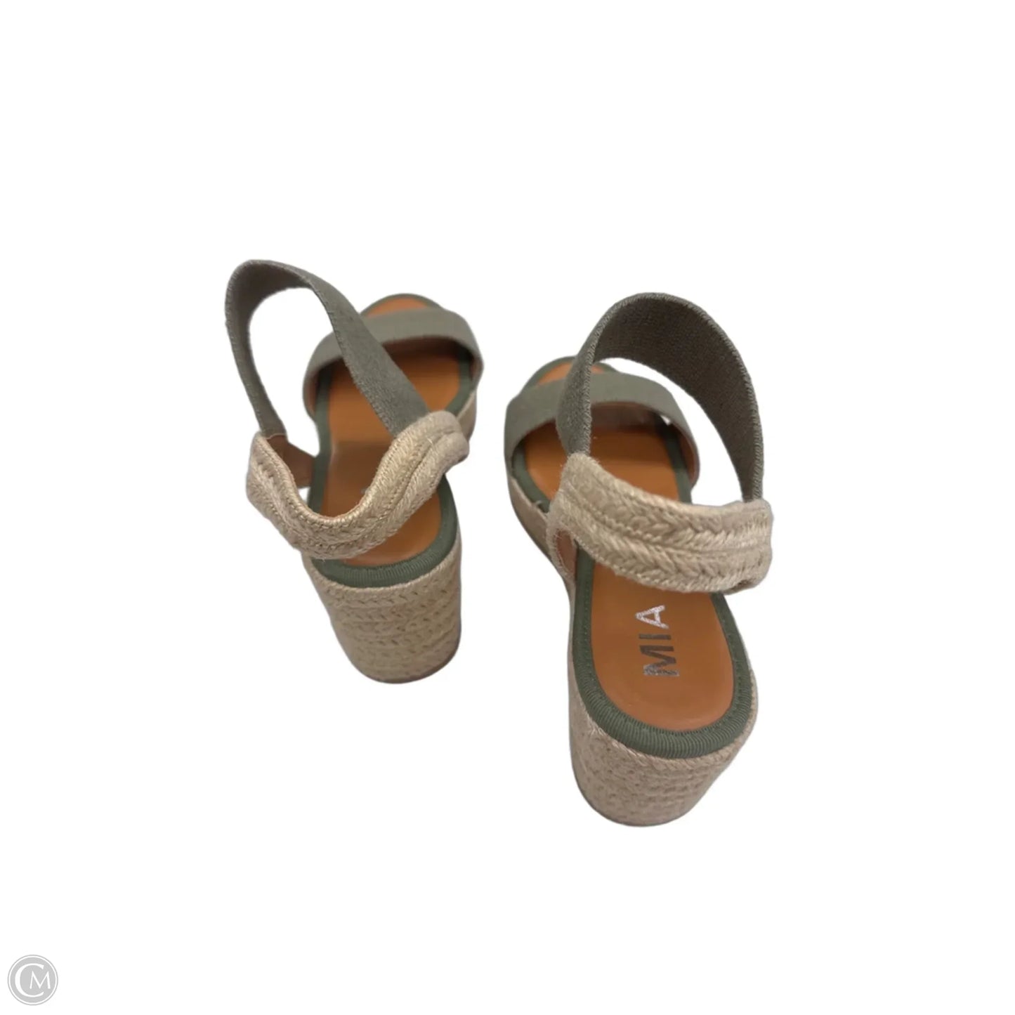 Sandals Heels Wedge By Mia In Green & Tan, Size: 9