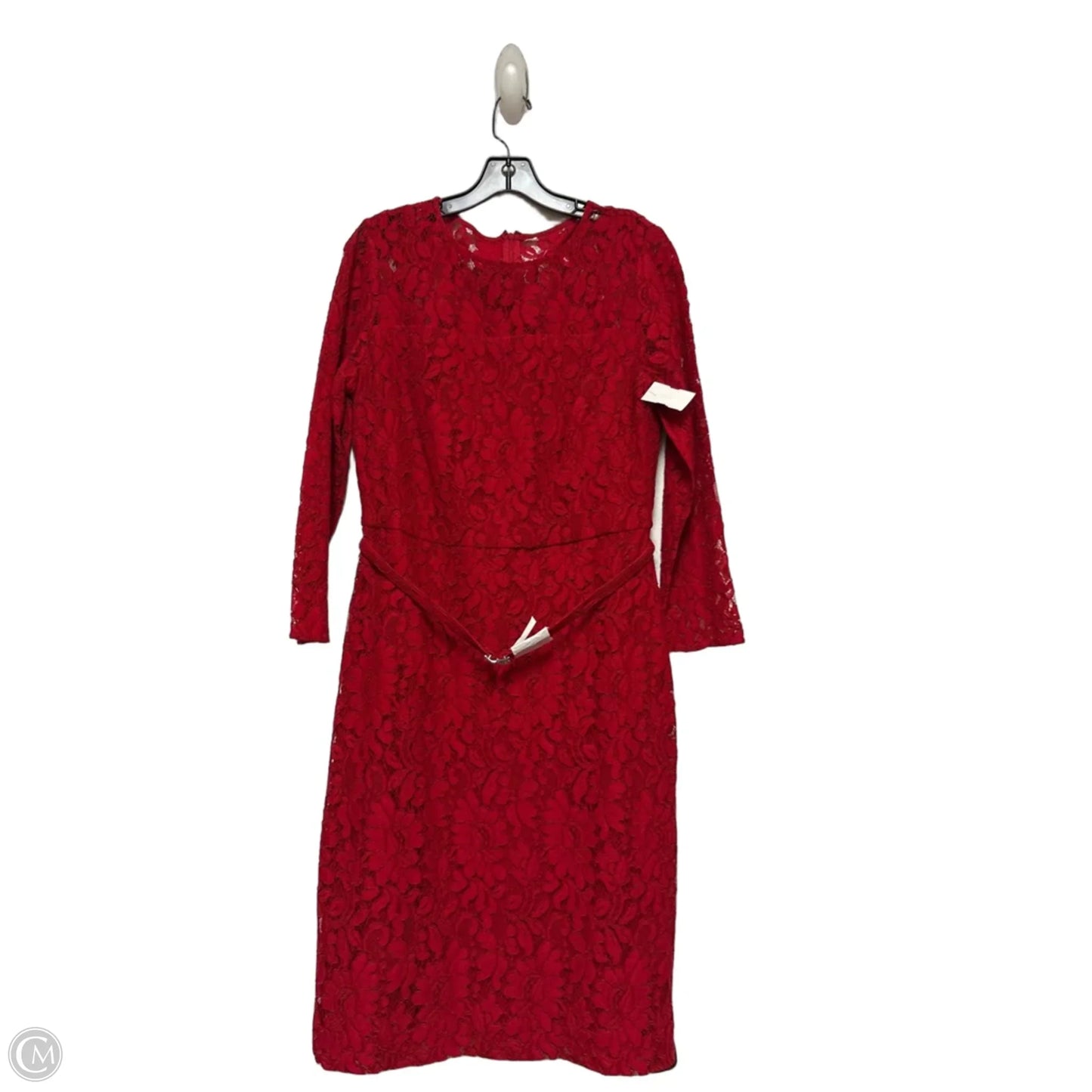Dress Casual Midi By Lauren By Ralph Lauren In Red, Size: L
