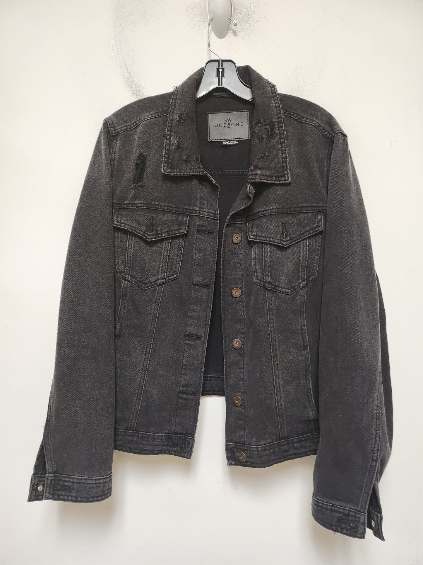 Jacket Denim By One 5 One In Black Denim, Size: 2x