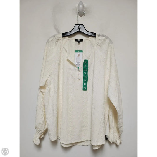 Top Long Sleeve Designer By Frye In Cream, Size: Xl