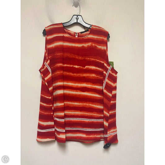 Top Sleeveless By Donna Karan In Orange & Red, Size: Xl