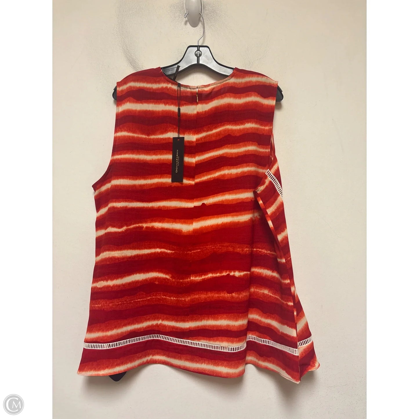 Top Sleeveless By Donna Karan In Orange & Red, Size: Xl