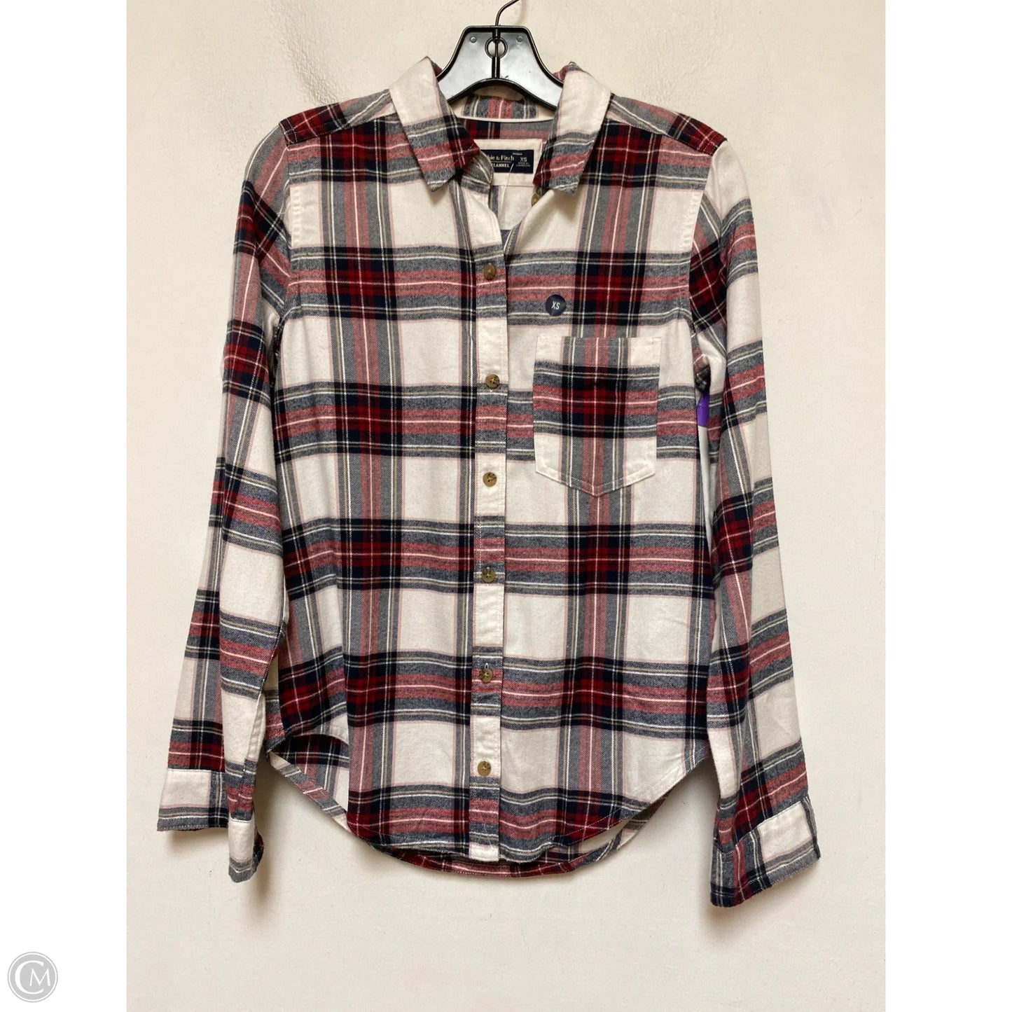 Top Long Sleeve By Abercrombie And Fitch In Plaid Pattern, Size: Xs