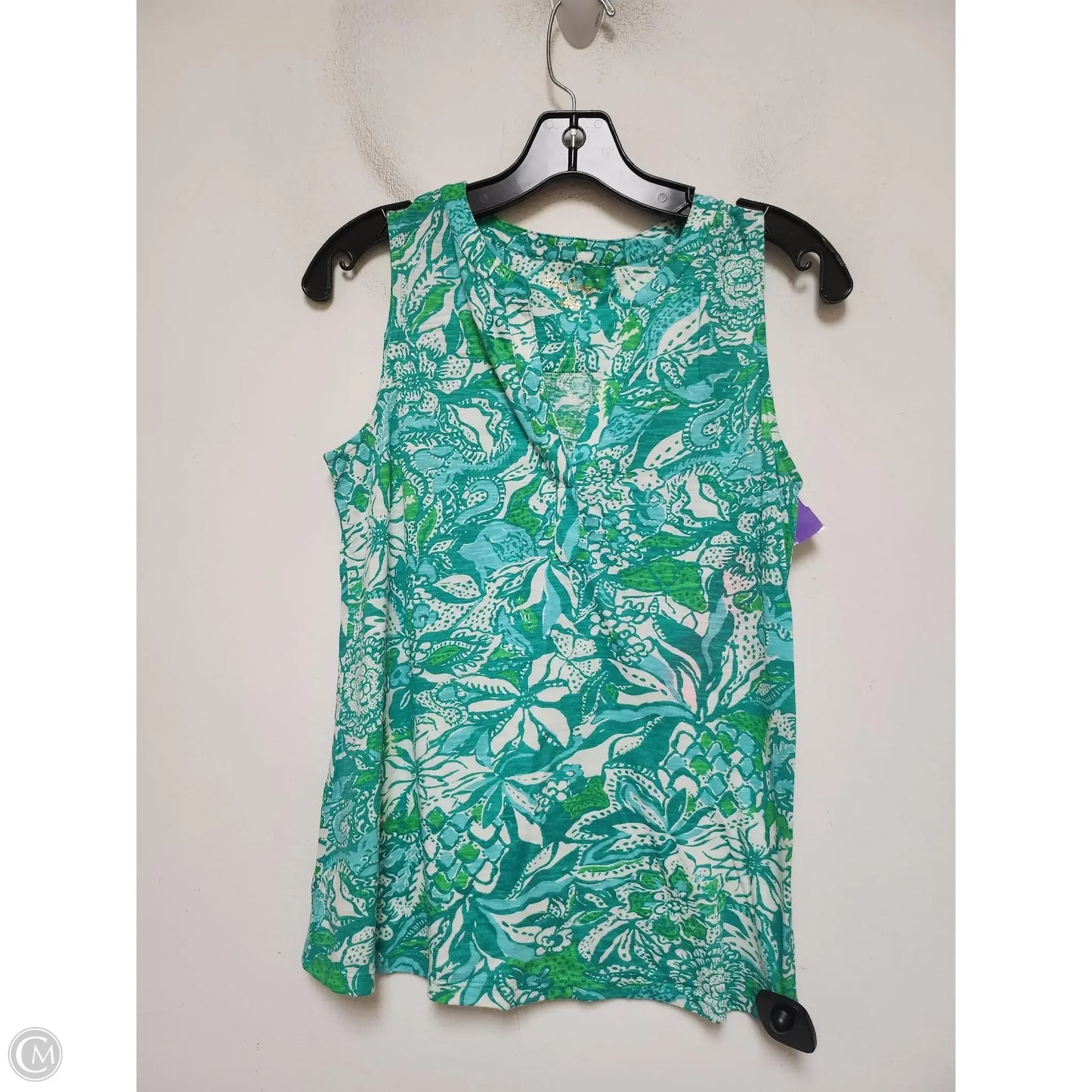 Top Sleeveless Designer By Lilly Pulitzer In Green & White, Size: Xs