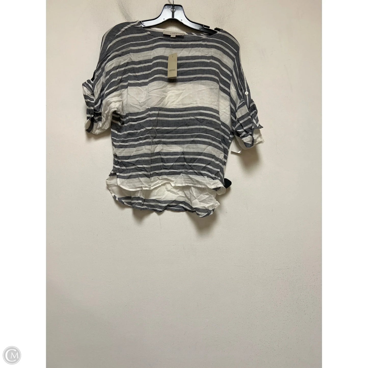 Top Short Sleeve By Loft In Striped Pattern, Size: Xxsp