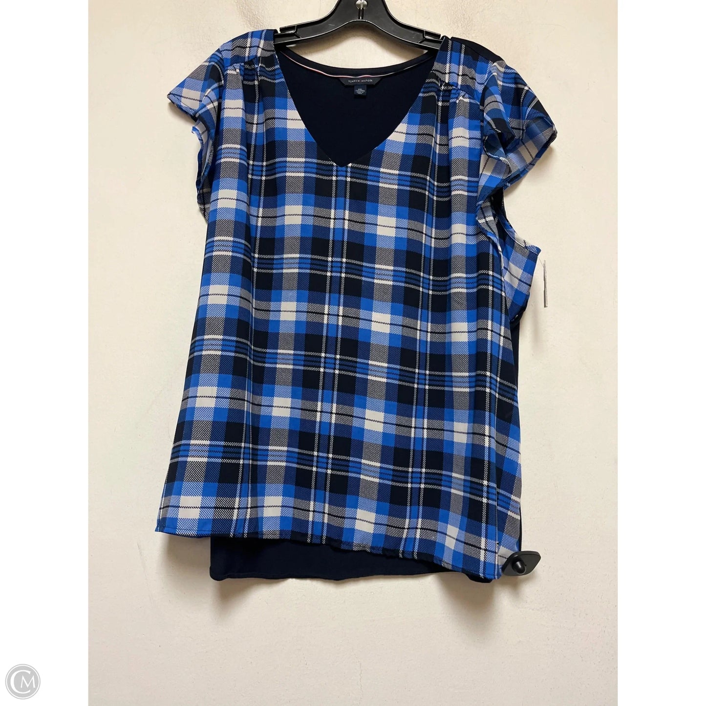 Top Short Sleeve By Tommy Hilfiger In Plaid Pattern, Size: Xxl