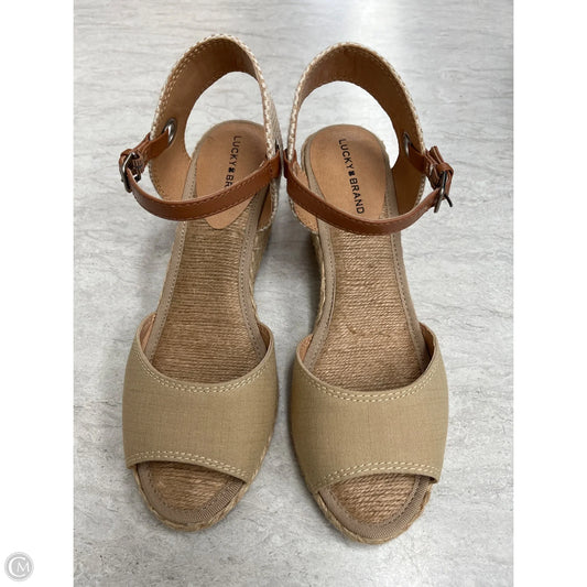Sandals Heels Wedge By Lucky Brand In Tan, Size: 7.5