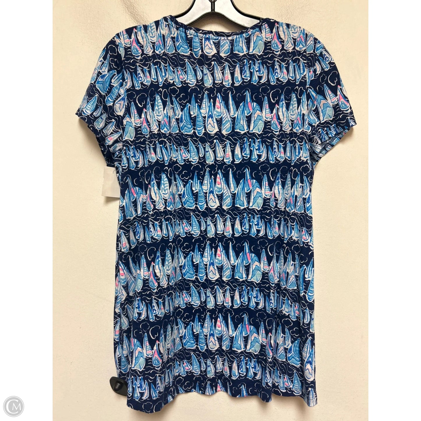 Top Short Sleeve Designer By Lilly Pulitzer In Blue, Size: L