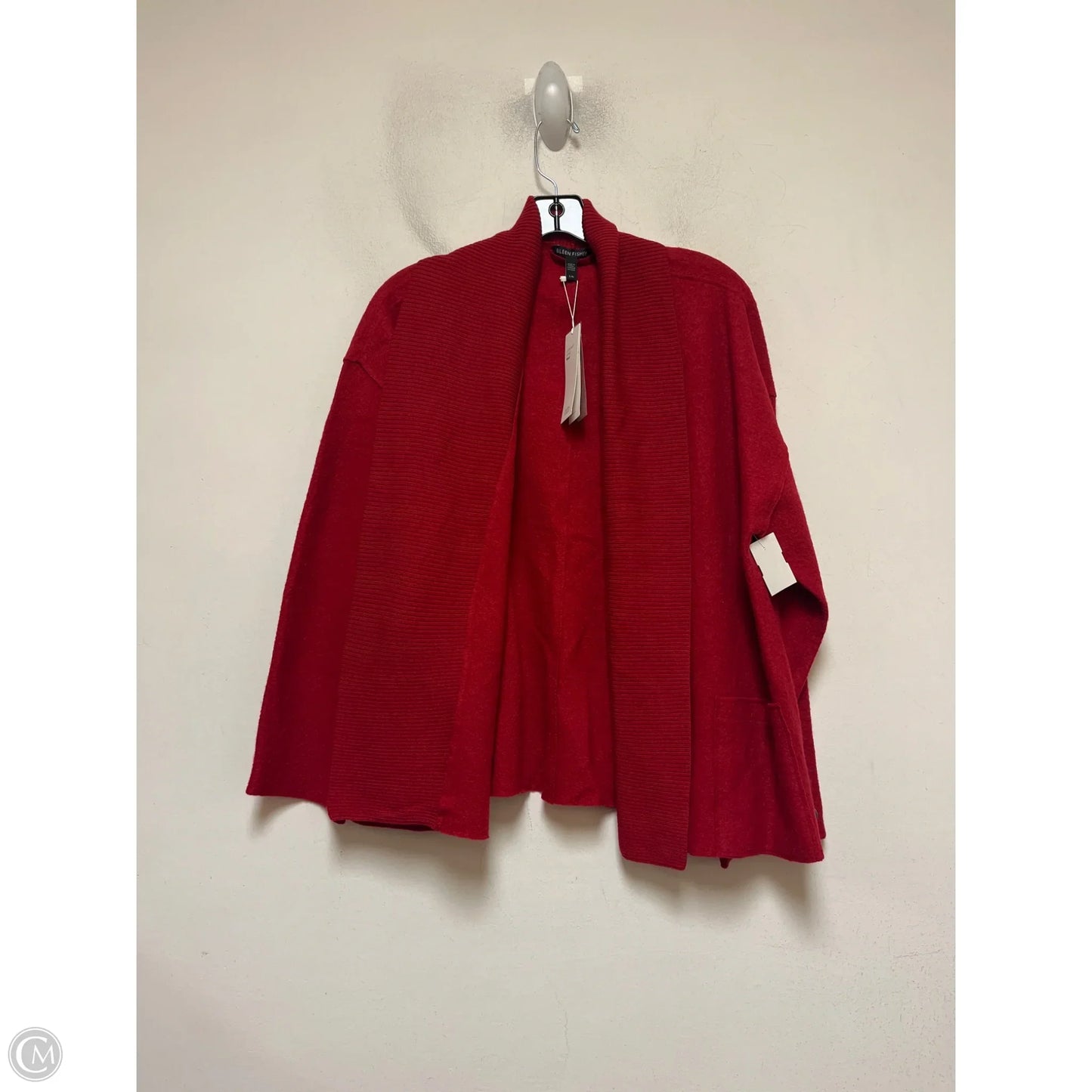 Sweater Cardigan By Eileen Fisher In Red, Size: L