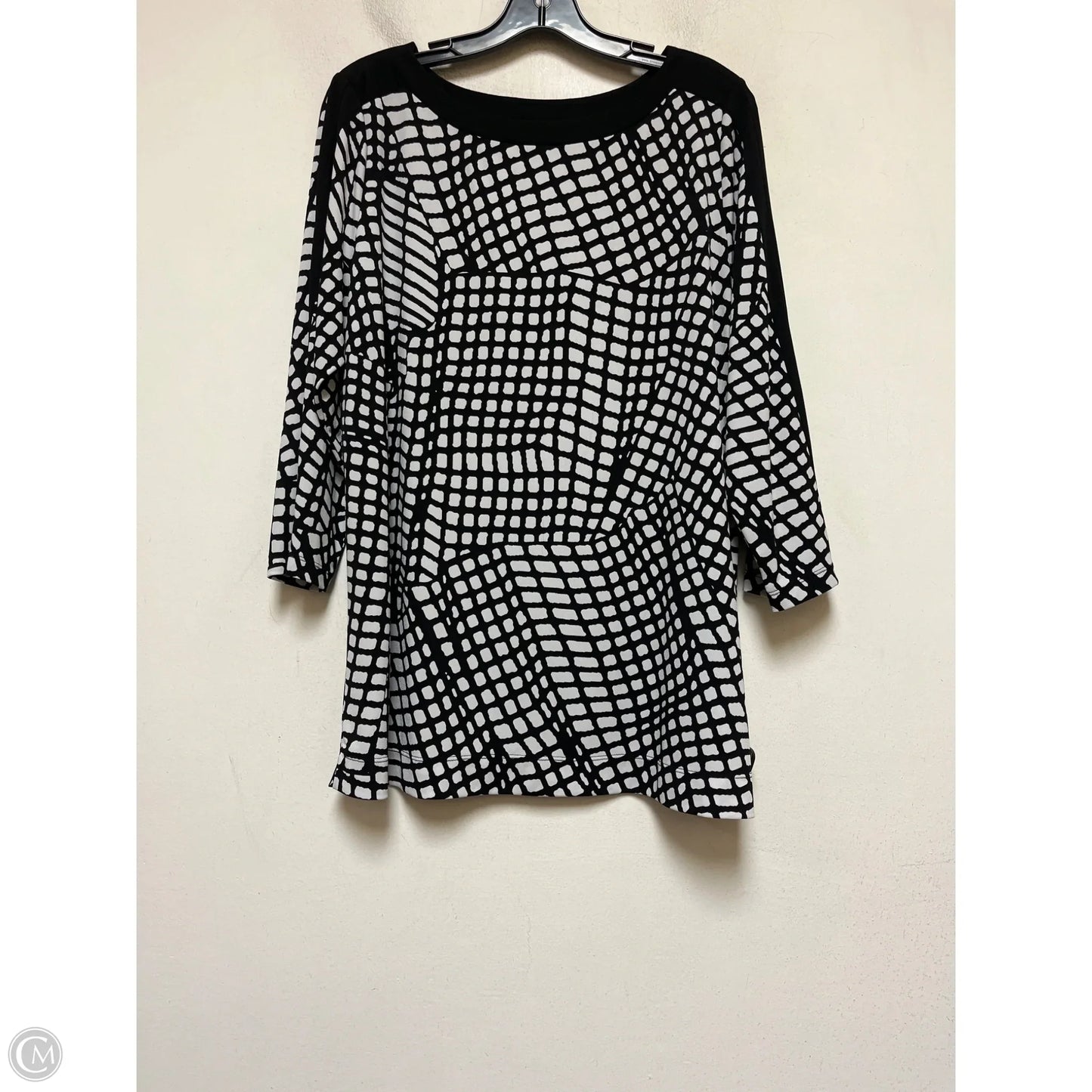 Top Short Sleeve By Susan Graver In Black & White, Size: L