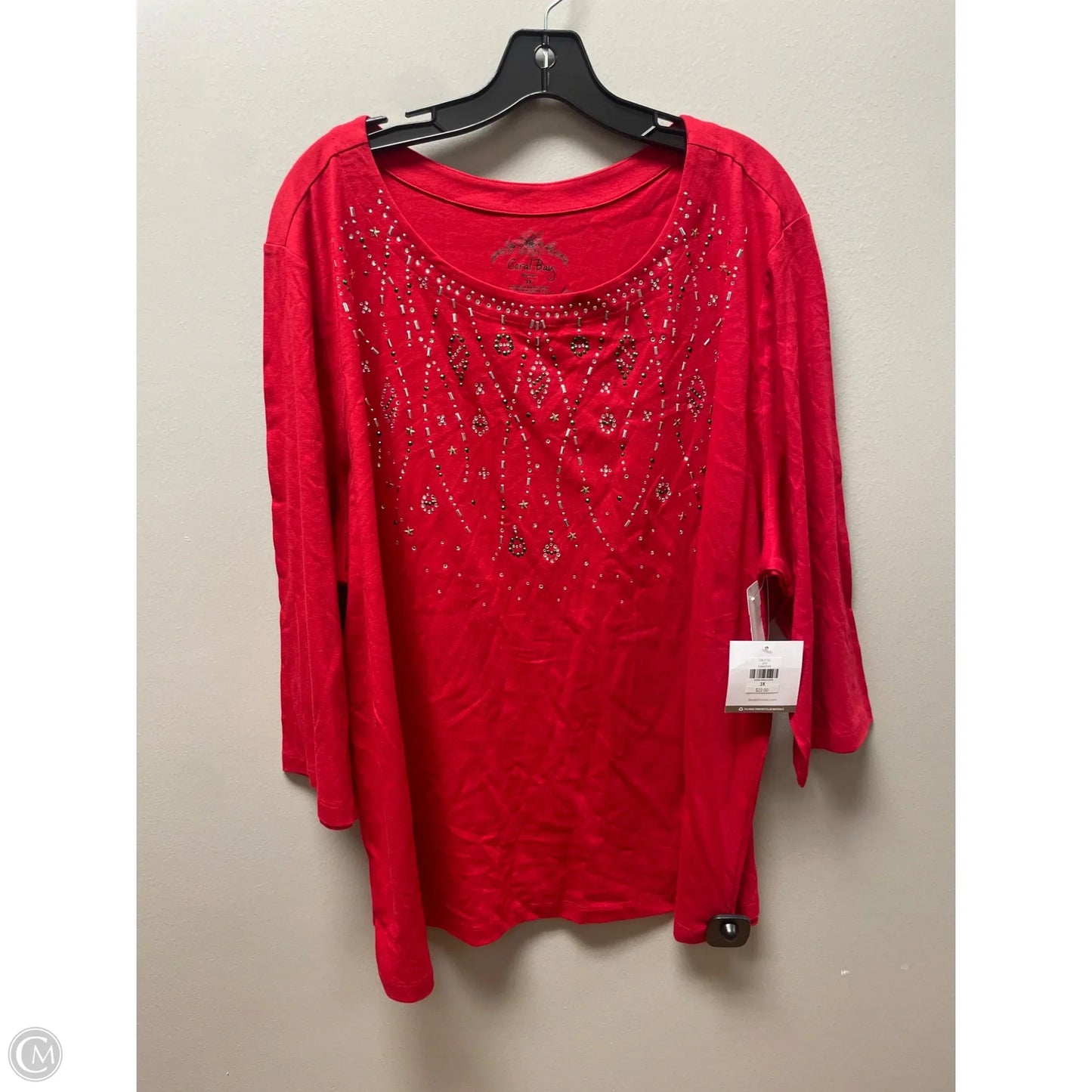 Top Long Sleeve Basic By Coral Bay In Red, Size: 3x