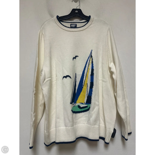 Sweater By Lands End In Blue & White, Size: 3x