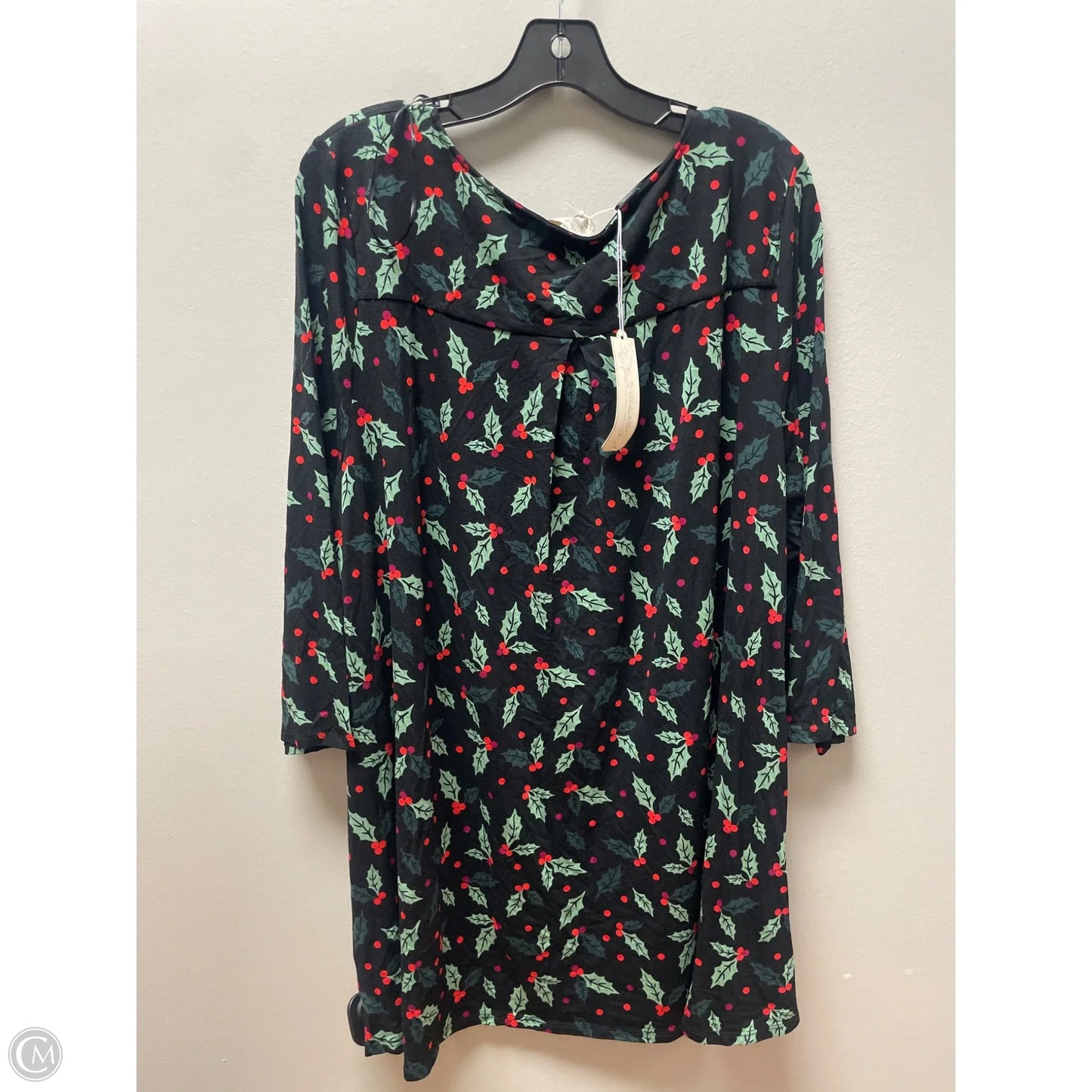 Top Long Sleeve Basic By Clothes Mentor In Black & Green, Size: 3x