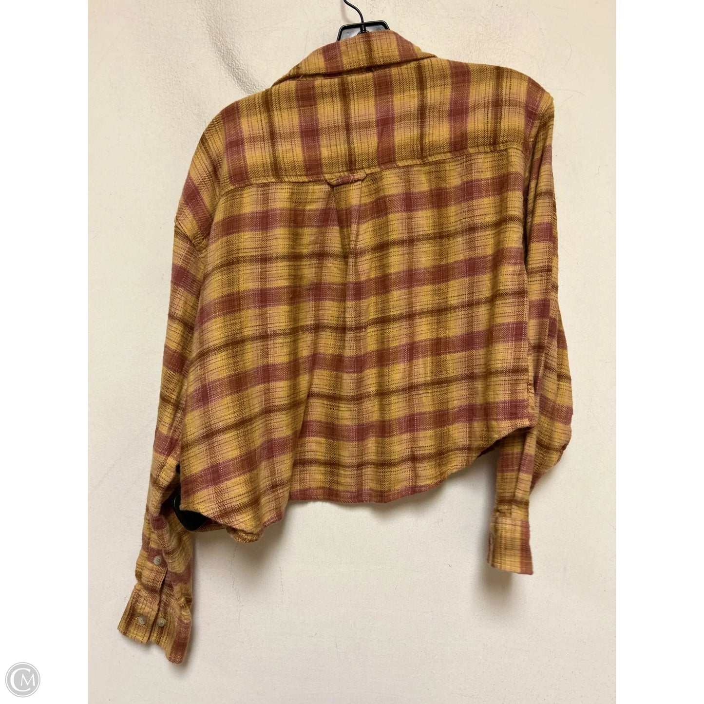 Top Long Sleeve By American Eagle In Plaid Pattern, Size: S