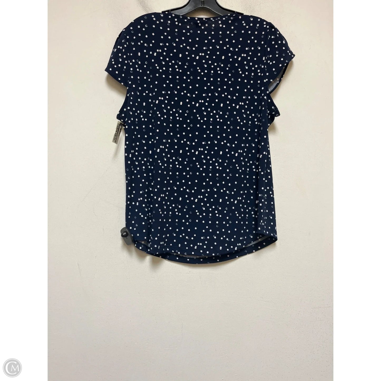 Top Short Sleeve By Adrianna Papell In Blue & White, Size: M