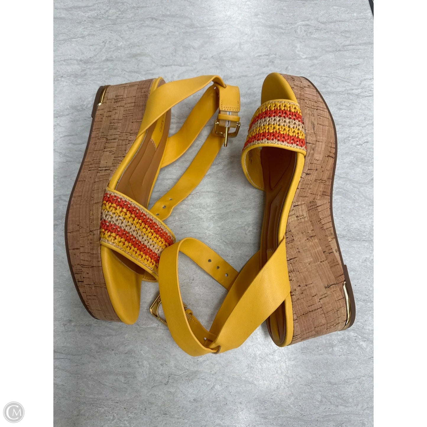 Sandals Heels Wedge By Franco Sarto In Yellow, Size: 8