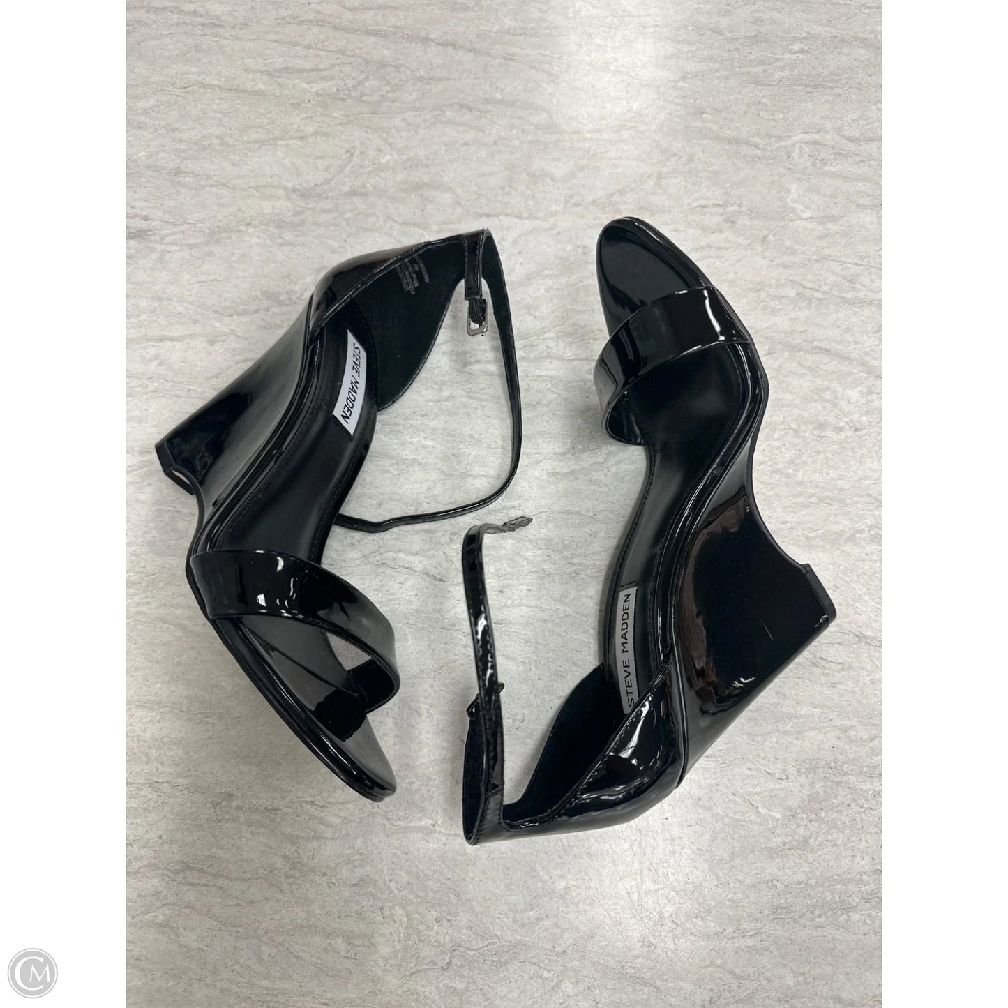 Sandals Heels Wedge By Steve Madden In Black, Size: 8