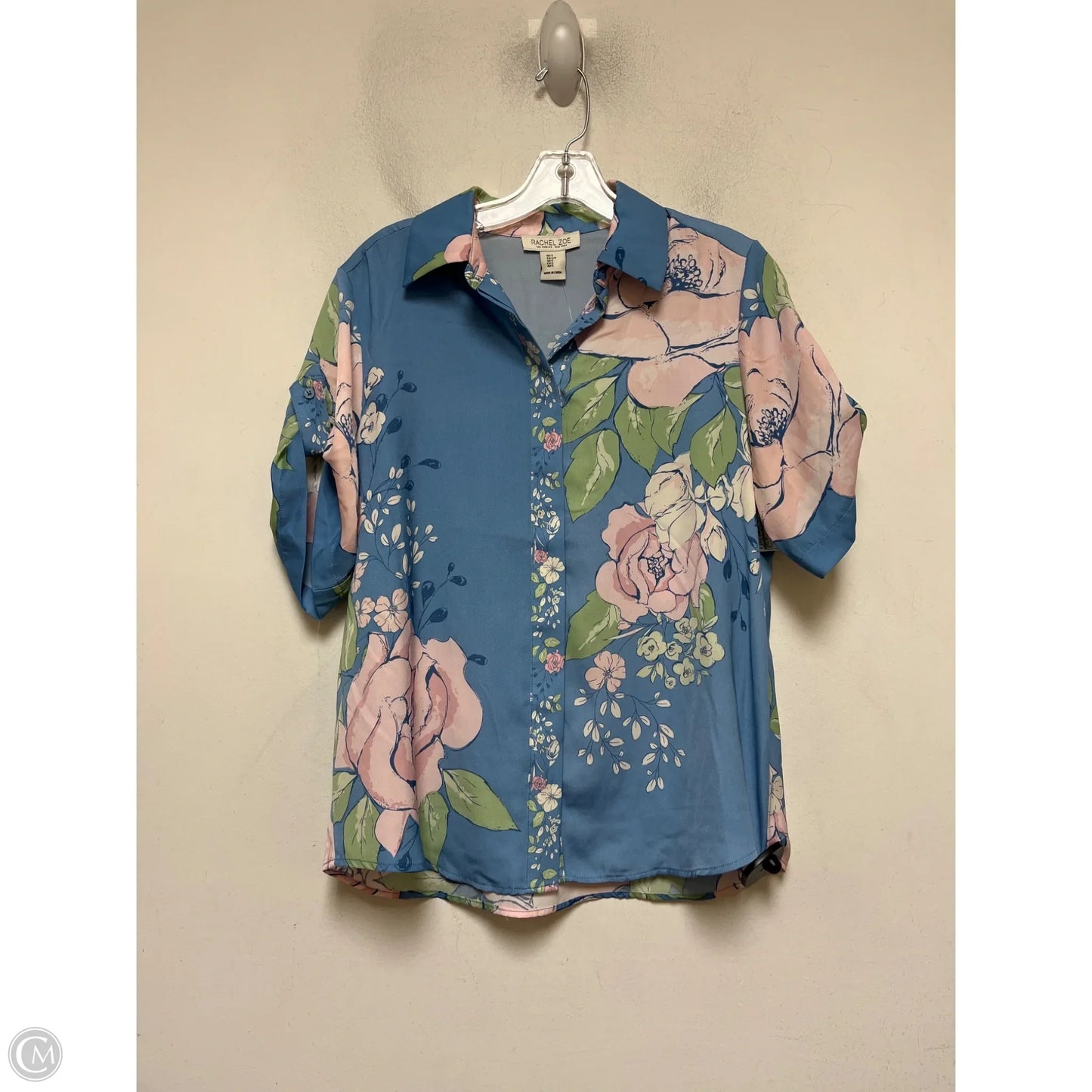 Top Short Sleeve By Rachel Zoe In Blue & Pink, Size: S