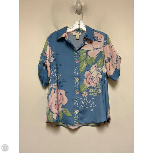 Top Short Sleeve By Rachel Zoe In Blue & Pink, Size: S