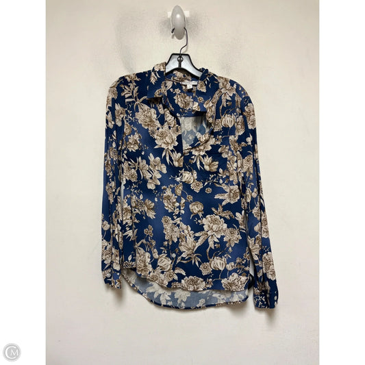 Top Long Sleeve By Tommy Hilfiger In Blue & Tan, Size: M