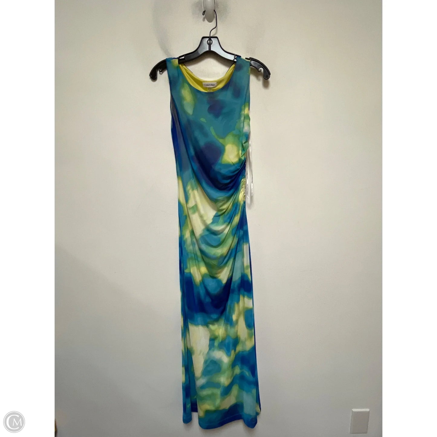 Dress Casual Maxi By Calvin Klein In Blue & Green, Size: M