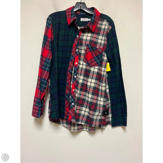 Top Long Sleeve By Vineyard Vines In Plaid Pattern, Size: L