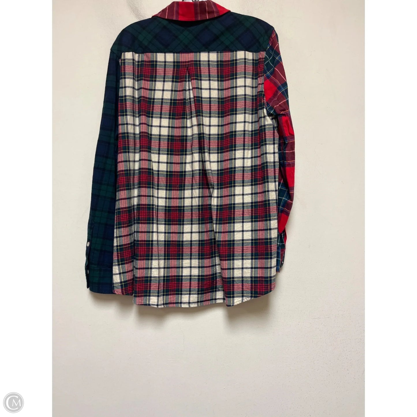 Top Long Sleeve By Vineyard Vines In Plaid Pattern, Size: L