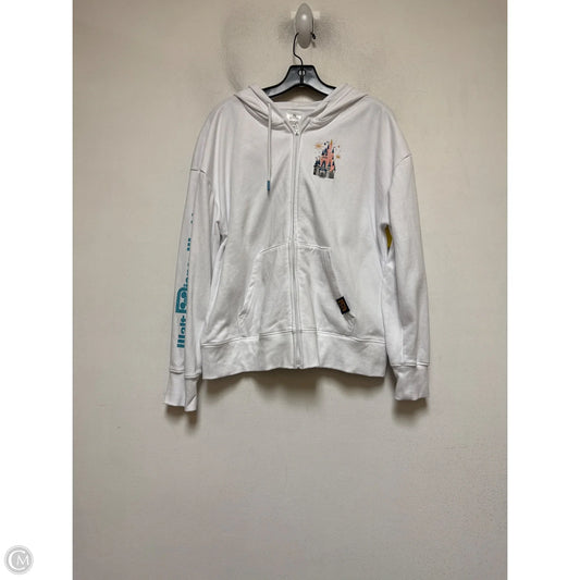 Sweatshirt Hoodie By Disney In White, Size: L