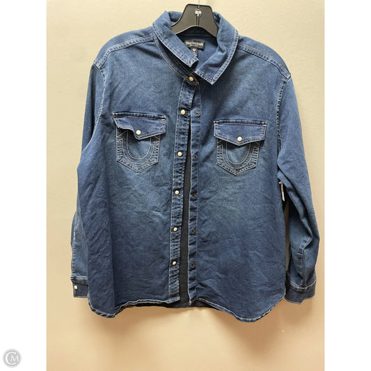 Jacket Denim By True Religion In Blue Denim, Size: L