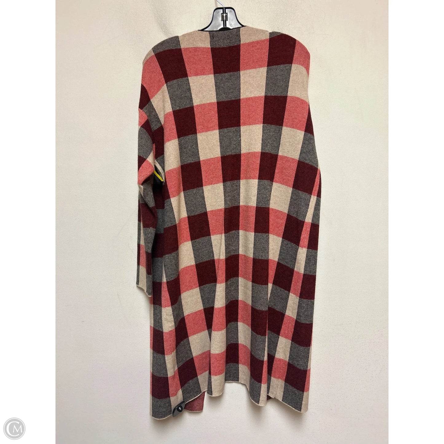 Sweater Cardigan By Joseph A. In Plaid Pattern, Size: L